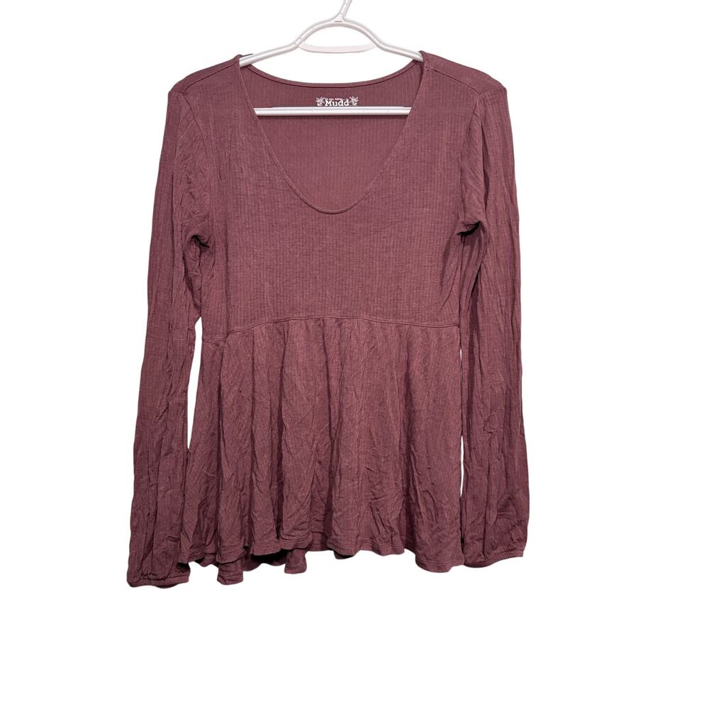 Mudd pink babydoll long sleeve shirt womens medium y2k fairy ethereal bella swan